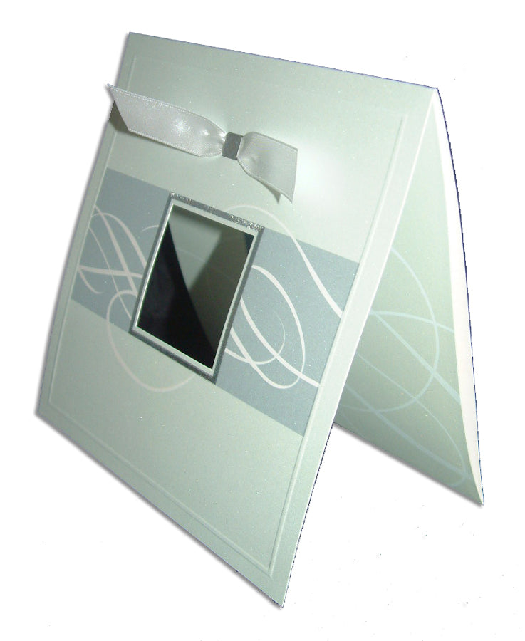 7006 Light Blue Accent Silver Invitation - Square 2-Fold Design with Shimmer Pearlescent Cardstock