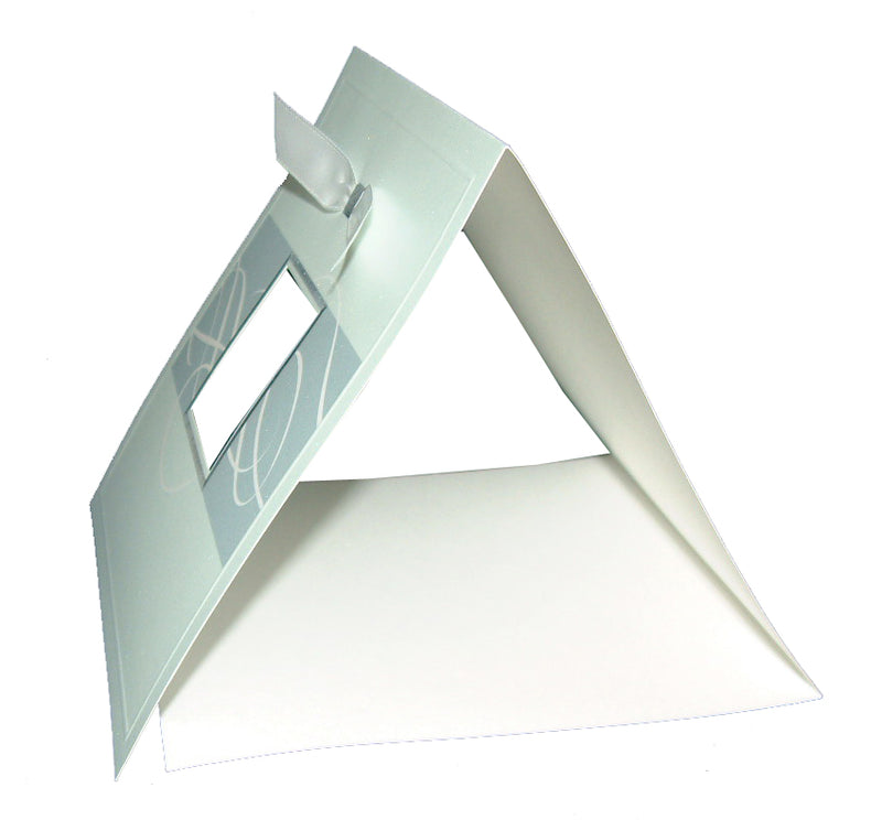 7006 Light Blue Accent Silver Invitation - Square 2-Fold Design with Shimmer Pearlescent Cardstock