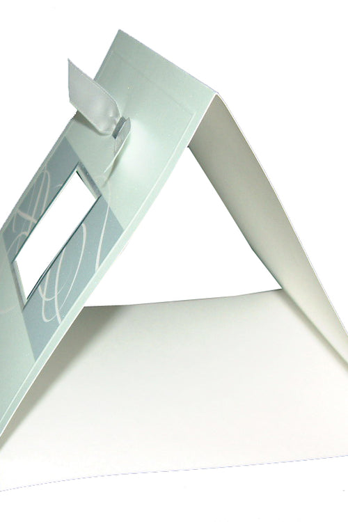 Load image into Gallery viewer, 7006 Light Blue Accent Silver Invitation - Square 2-Fold Design with Shimmer Pearlescent Cardstock
