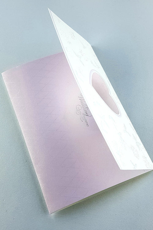 Load image into Gallery viewer, Panache 7028 Lavender hearts silver foil glitter invitation
