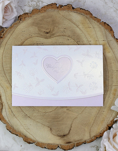 Panache 7028 Lavender hearts silver foil glitter invitation