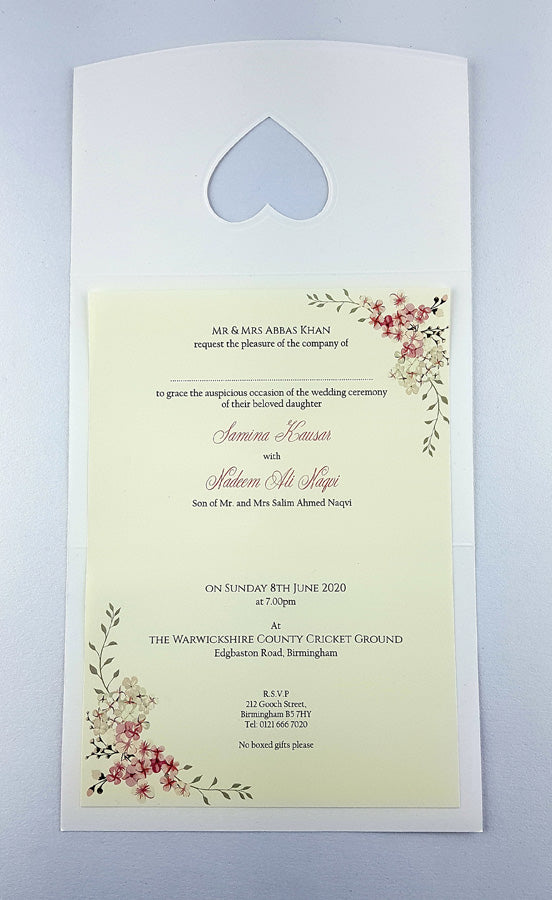 Panache 7028 Lavender hearts silver foil glitter invitation