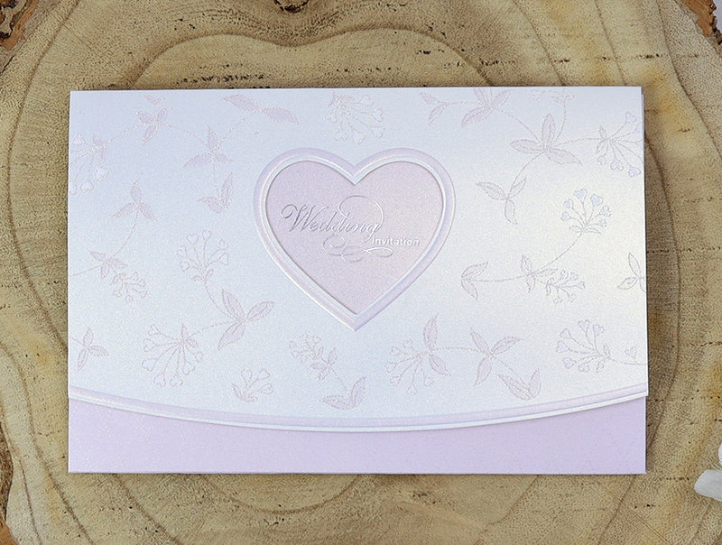 Panache 7028 Lavender hearts silver foil glitter invitation