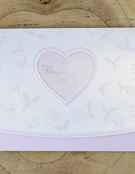 Panache 7028 Lavender hearts silver foil glitter invitation