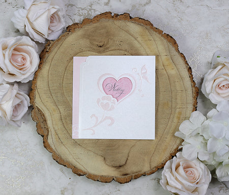 Peach heart floral folded wedding invitation card | Panache 7034