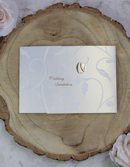 7036 golden rings pearlescent wedding invitations