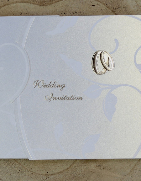 7036 golden rings pearlescent wedding invitations