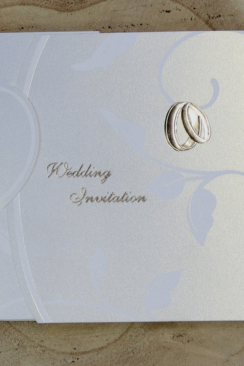 Load image into Gallery viewer, 7036 golden rings pearlescent wedding invitations
