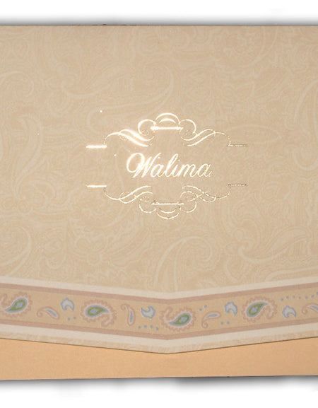 Paisley Design Asian Walima Wedding invitation Card for Muslim Weddings