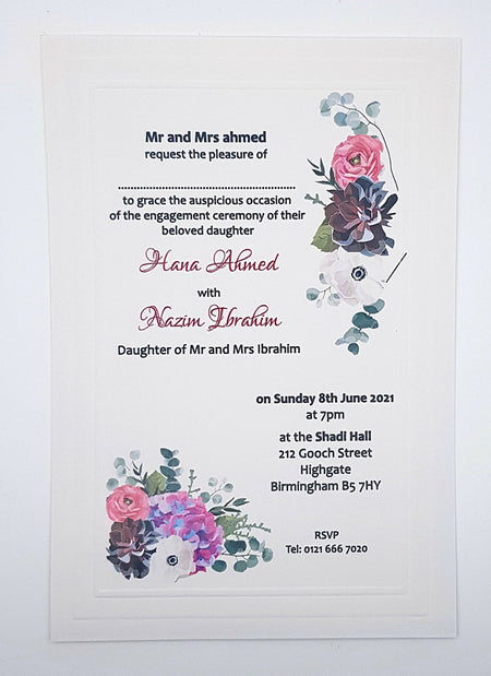 Panache 718 - 104 Floral embossed Invitation