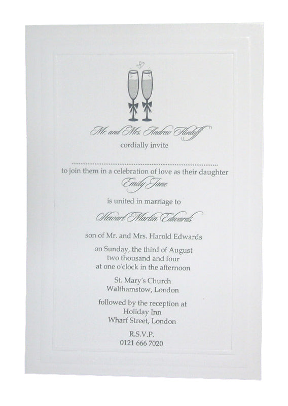 Panache 718 simply elegant off-white embossed border party announcements