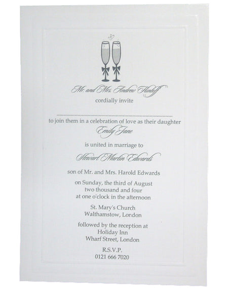 Panache 718 simply elegant off-white embossed border party announcements