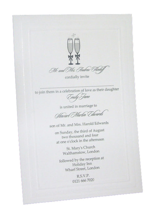 Load image into Gallery viewer, Panache 718 simply elegant off-white embossed border party announcements
