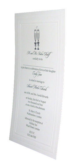 Panache 718 simply elegant off-white embossed border party announcements