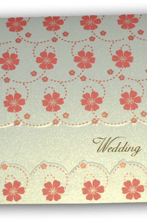 Load image into Gallery viewer, Pearlescent deep pink floral wall wedding invitation 7410
