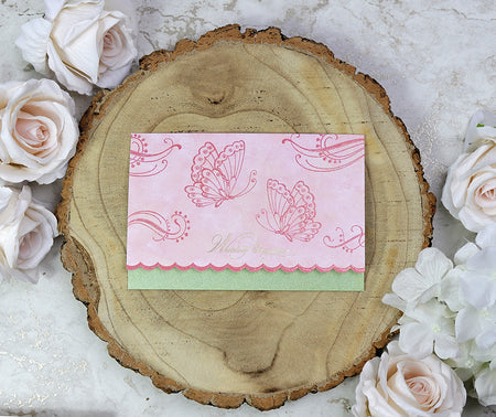 8022 pink and green butterfly wedding invitation card