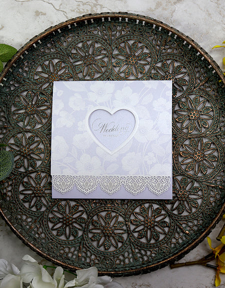 Panache 8056 Powder blue white lace wedding invitation cards