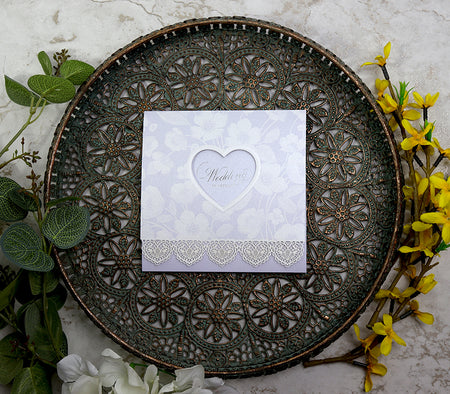Panache 8056 Powder blue white lace wedding invitation cards