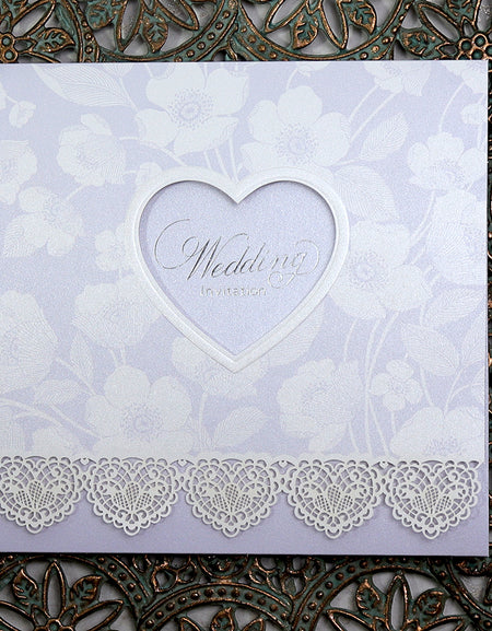 Panache 8056 Powder blue white lace wedding invitation cards