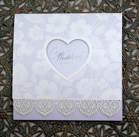Panache 8056 Powder blue white lace wedding invitation cards