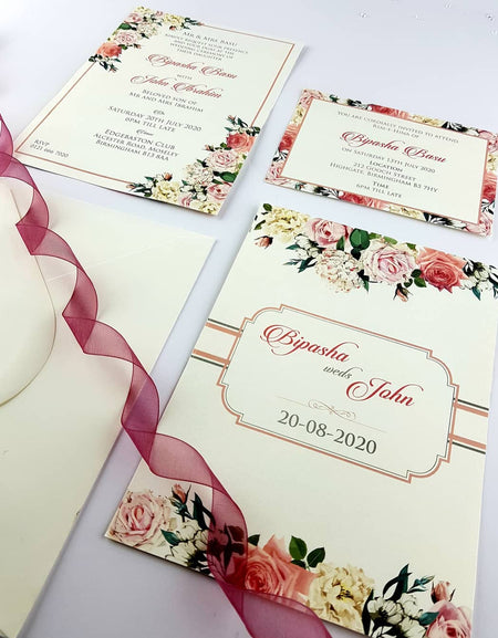 NZ 991 Traditional Rose Posy Invitation