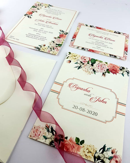 NZ 991 Traditional Rose Posy Invitation