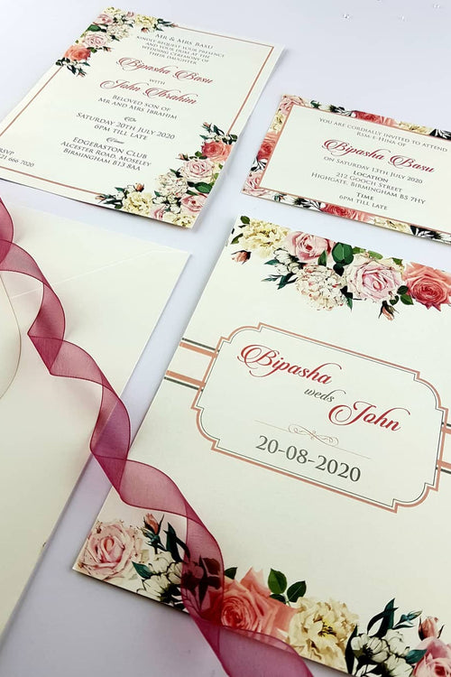 Load image into Gallery viewer, NZ 991 Traditional Rose Posy Invitation

