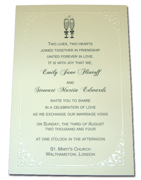 Panache 832 Elegant Impression embossed border flat card