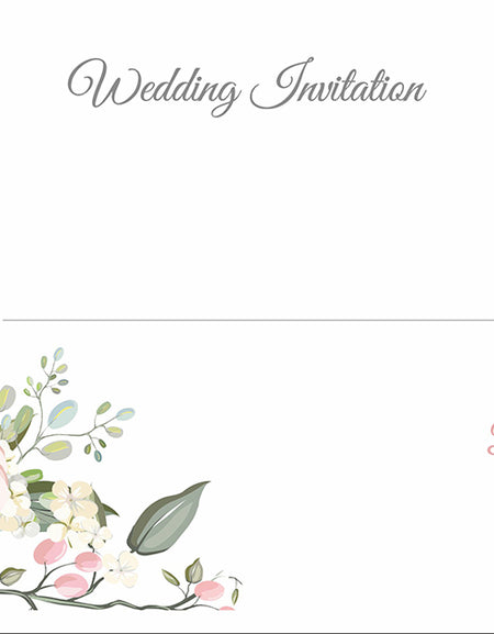 Cream C5 envelope with pink and green floral design and couple's names