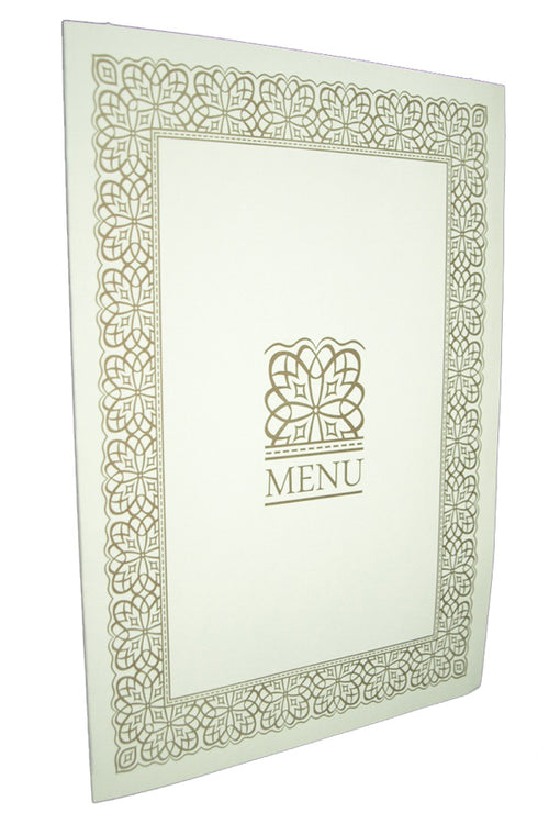 Load image into Gallery viewer, ABC 497 Cream and Gold border party table menu
