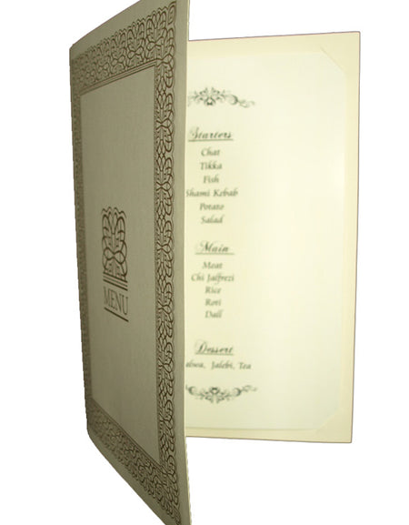 ABC 497 Cream and Gold border party table menu