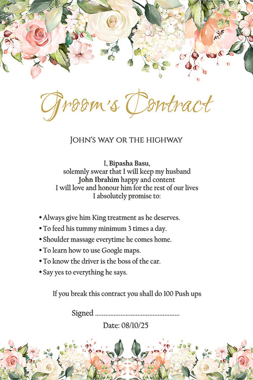 Load image into Gallery viewer, 985 - A1 Groom’s Contract Poster for Wedding
