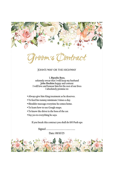 Load image into Gallery viewer, 985 - A1 Groom’s Contract Poster for Wedding
