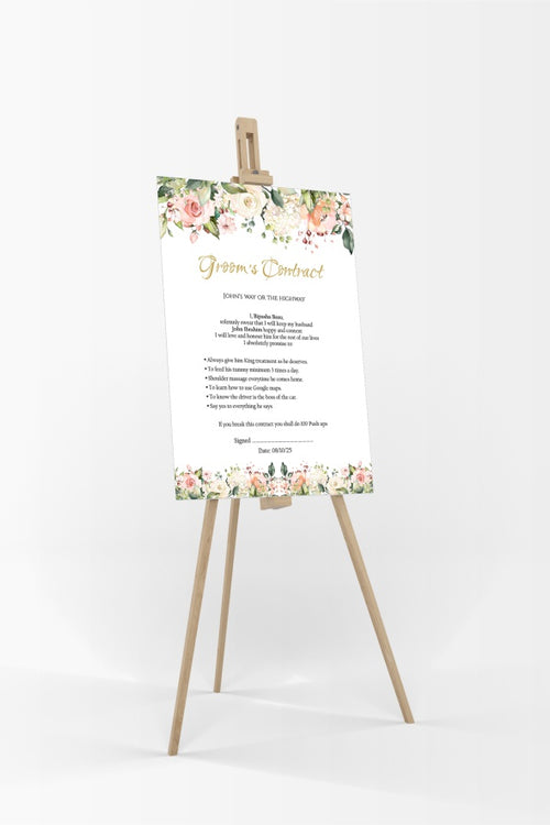 Load image into Gallery viewer, 985 - A1 Groom’s Contract Poster for Wedding
