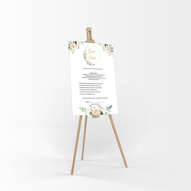 990 - A1 Groom’s Contract Poster for Wedding