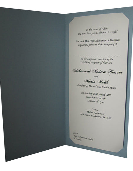 ABC 593 Blue and Silver Letterpress Foiled Hindu Ganesha Invitation