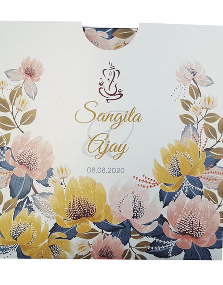 ABC 851 Floral Hindu Personalised Pocket Invitation