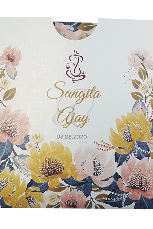 Load image into Gallery viewer, ABC 851 Floral Hindu Personalised Pocket Invitation

