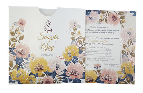 Load image into Gallery viewer, ABC 851 Floral Hindu Personalised Pocket Invitation
