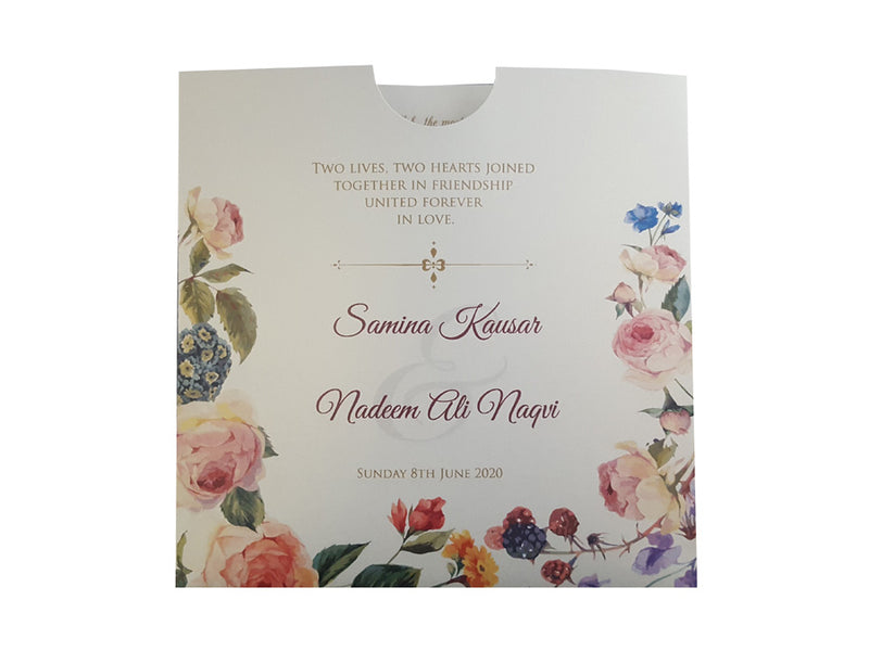 Peachy Floral Pocket Invitation - ABC 852