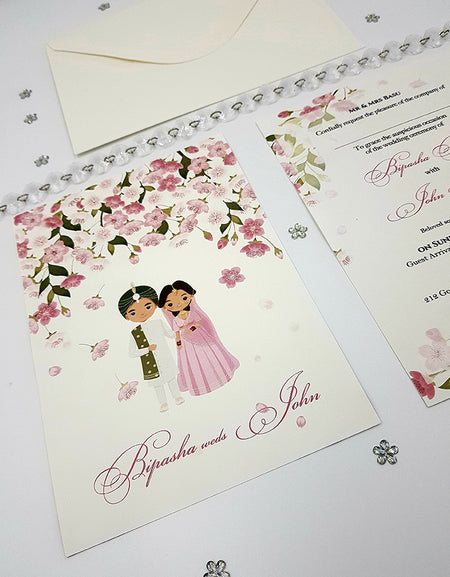 ABC 1054 caricature Floral A5 Invitation