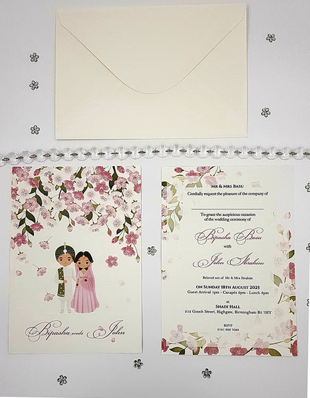 ABC 1054 caricature Floral A5 Invitation