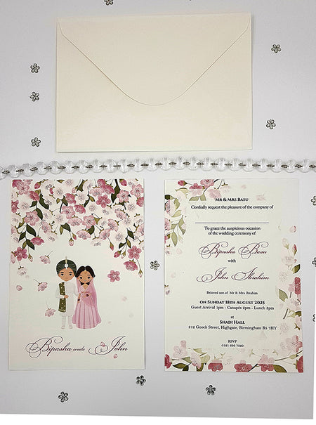 ABC 1054 caricature Floral A5 Invitation