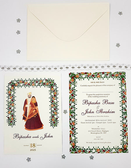 ABC 1057 caricature Floral A5 Invitation