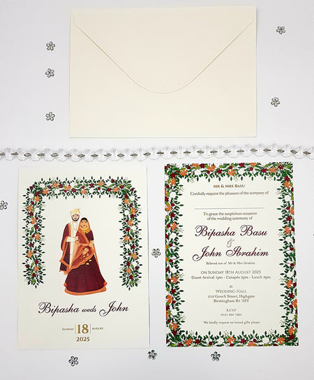 ABC 1057 caricature Floral A5 Invitation