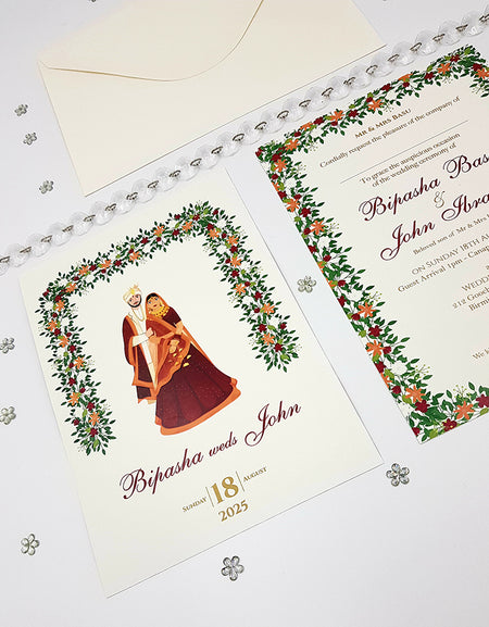 ABC 1057 caricature Floral A5 Invitation