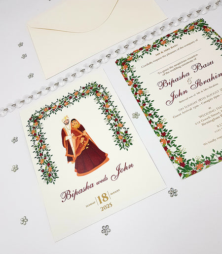 ABC 1057 caricature Floral A5 Invitation