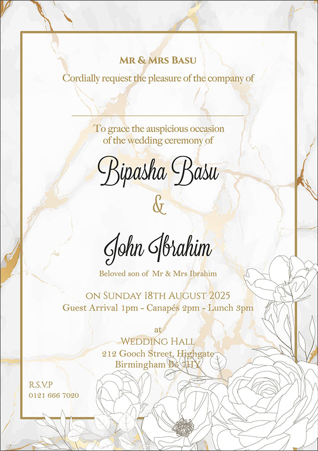 ABC 1064 A5 Marble Effect Invitation