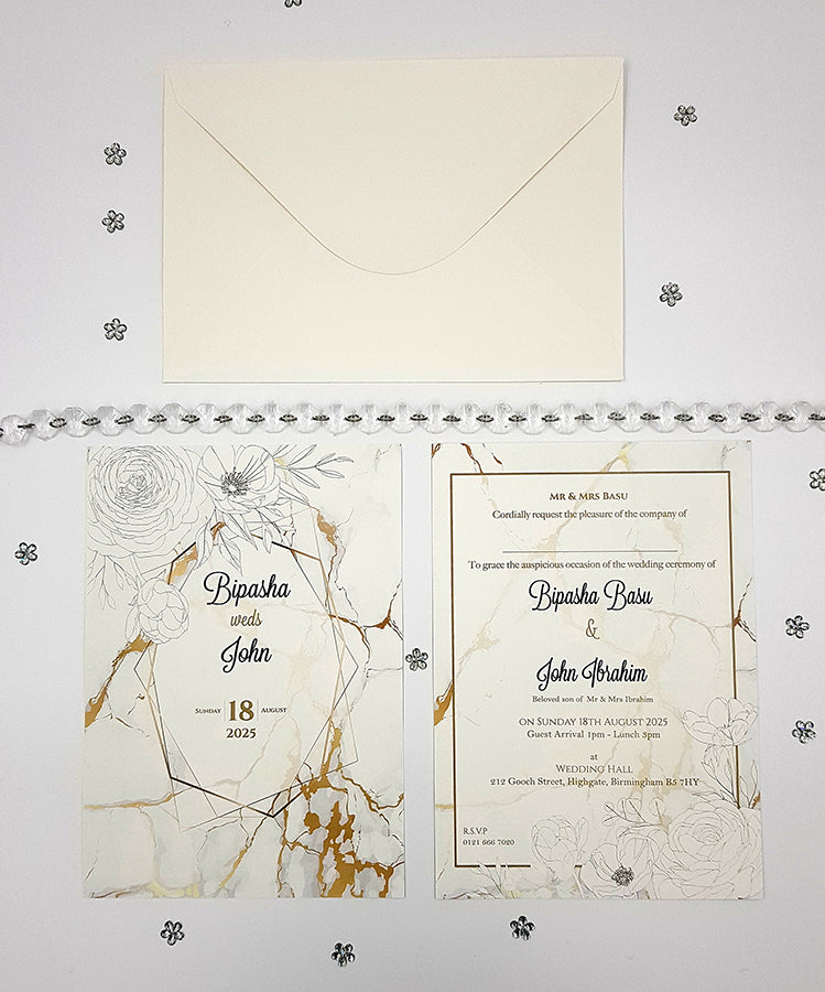 ABC 1064 A5 Marble Effect Invitation