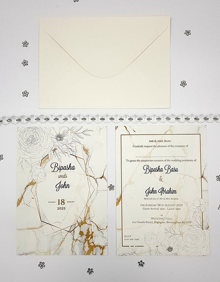 ABC 1064 A5 Marble Effect Invitation
